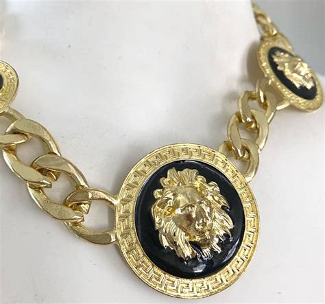 real gold versace jewelry|authentic Versace lion necklace.